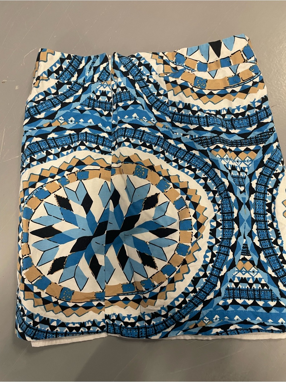 Kenar Blue and White Abstract Print Skirt Summer Fancy Medium Womens